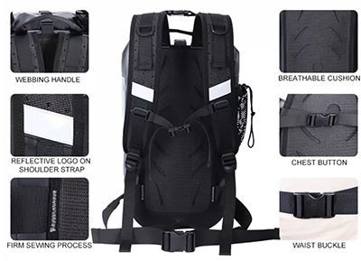 waterproof backpack back detail
